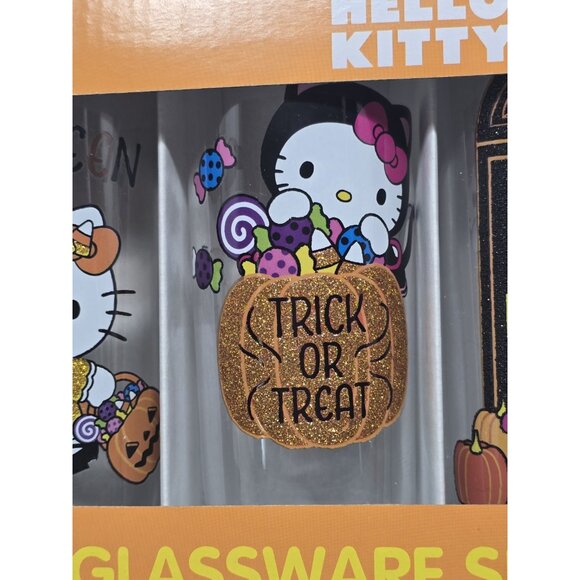 HELLO KITTY HALLOWEEN Set Of Four 10 oz(295 ml) Each Glass Cups - Picture 3 of 10